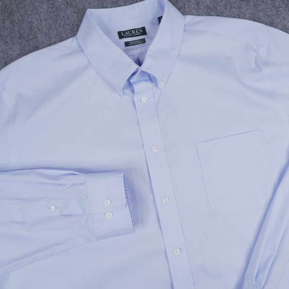Lauren Ralph Lauren Dress Shirt Mens 2XL Light Blue Regular Fit Stretch‎ Fabric